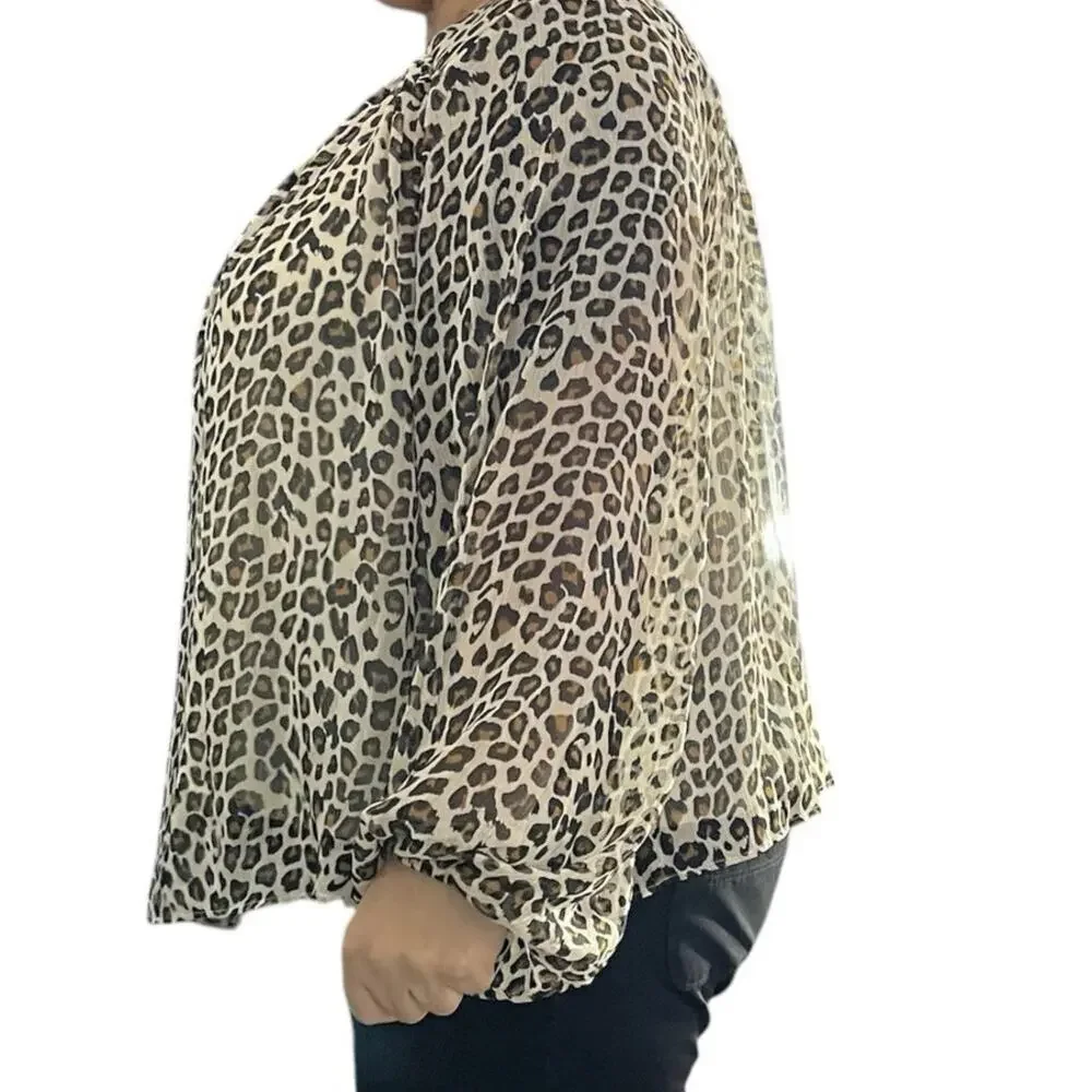 Maeve Leopard Print Pheasant Blouse Size 1X